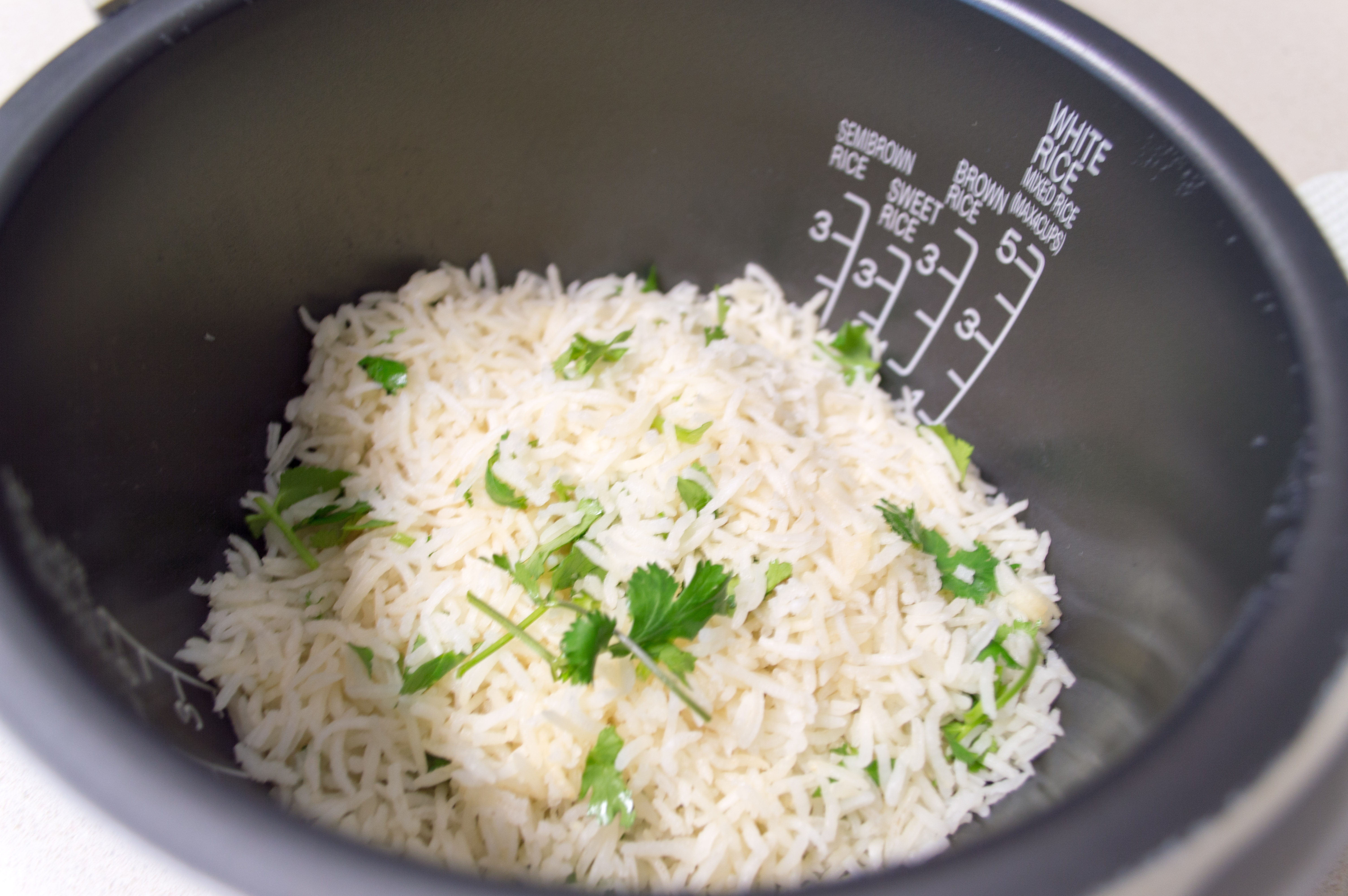 lemon cilantro rice in rice cooker